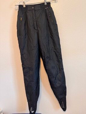 Edelweiss Vintage Black Nylon size 10 Women's Snow Ski Stirrup Pants S/M